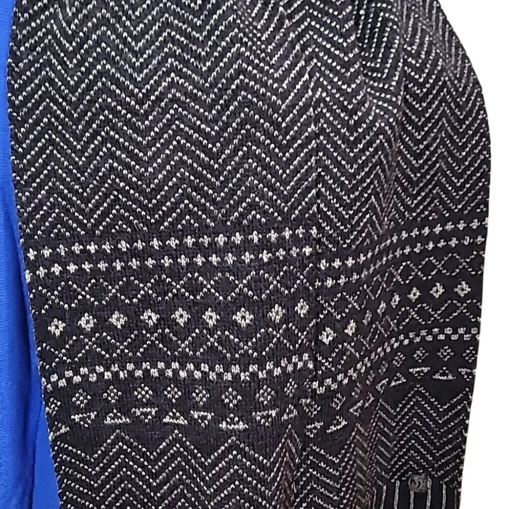 Mens Black & Gray Knit Wool Scarf With Chevron & Geometric Patterns 63